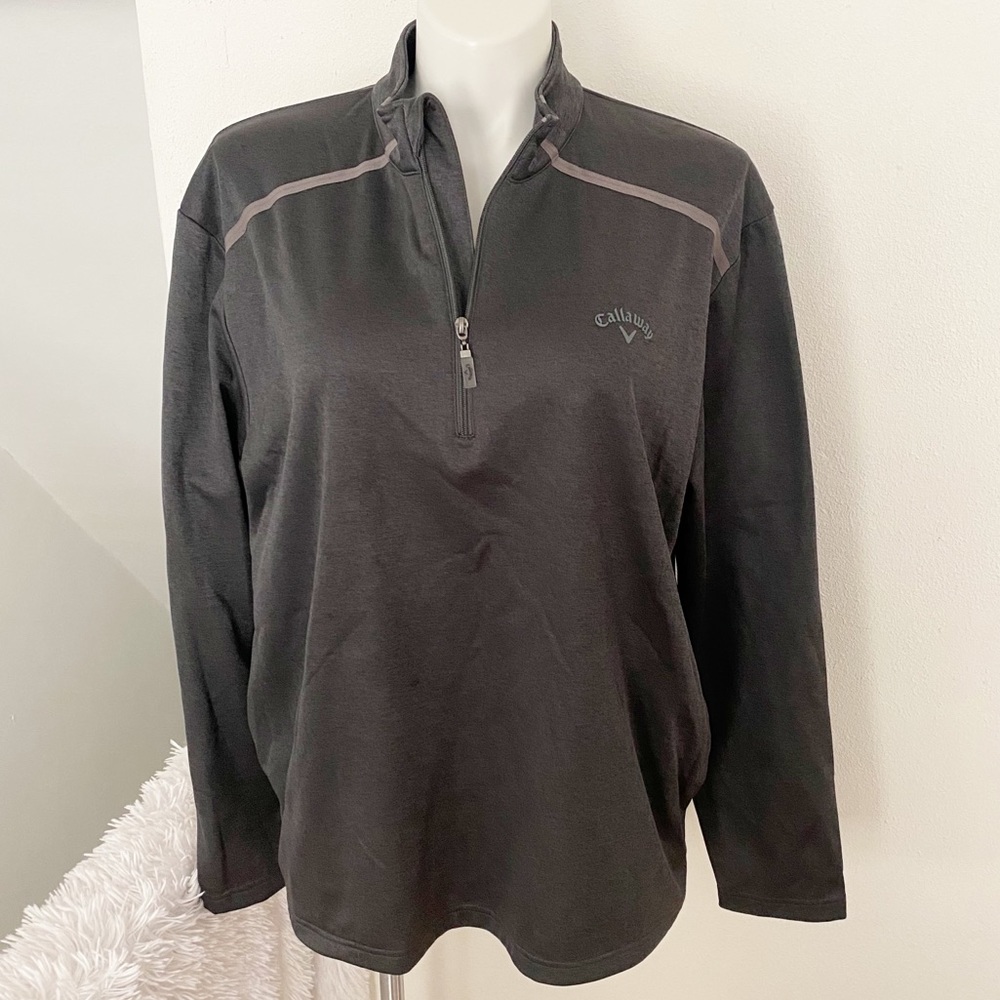 Callaway Golf Men 2XL Charcoal 1/4 Zip Pullover Fleece Lined Sweatshirt W Pocket